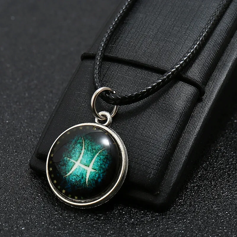 12 constellation Glass Pendant Necklace