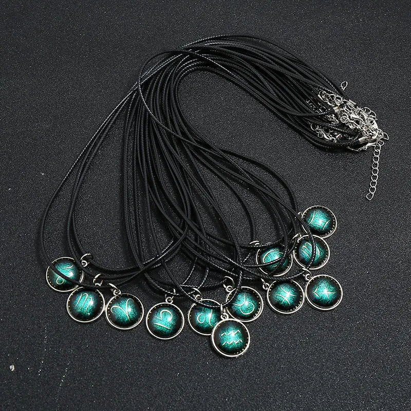 12 constellation Glass Pendant Necklace