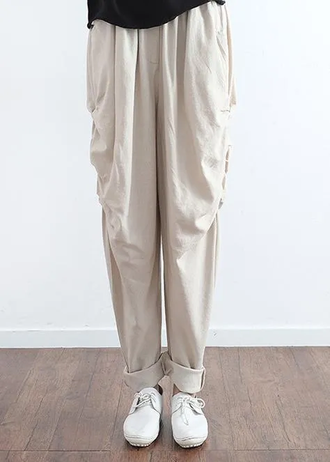 2022 summer new original design cotton linen loose Harlan wide-leg hanging large size feet trousers