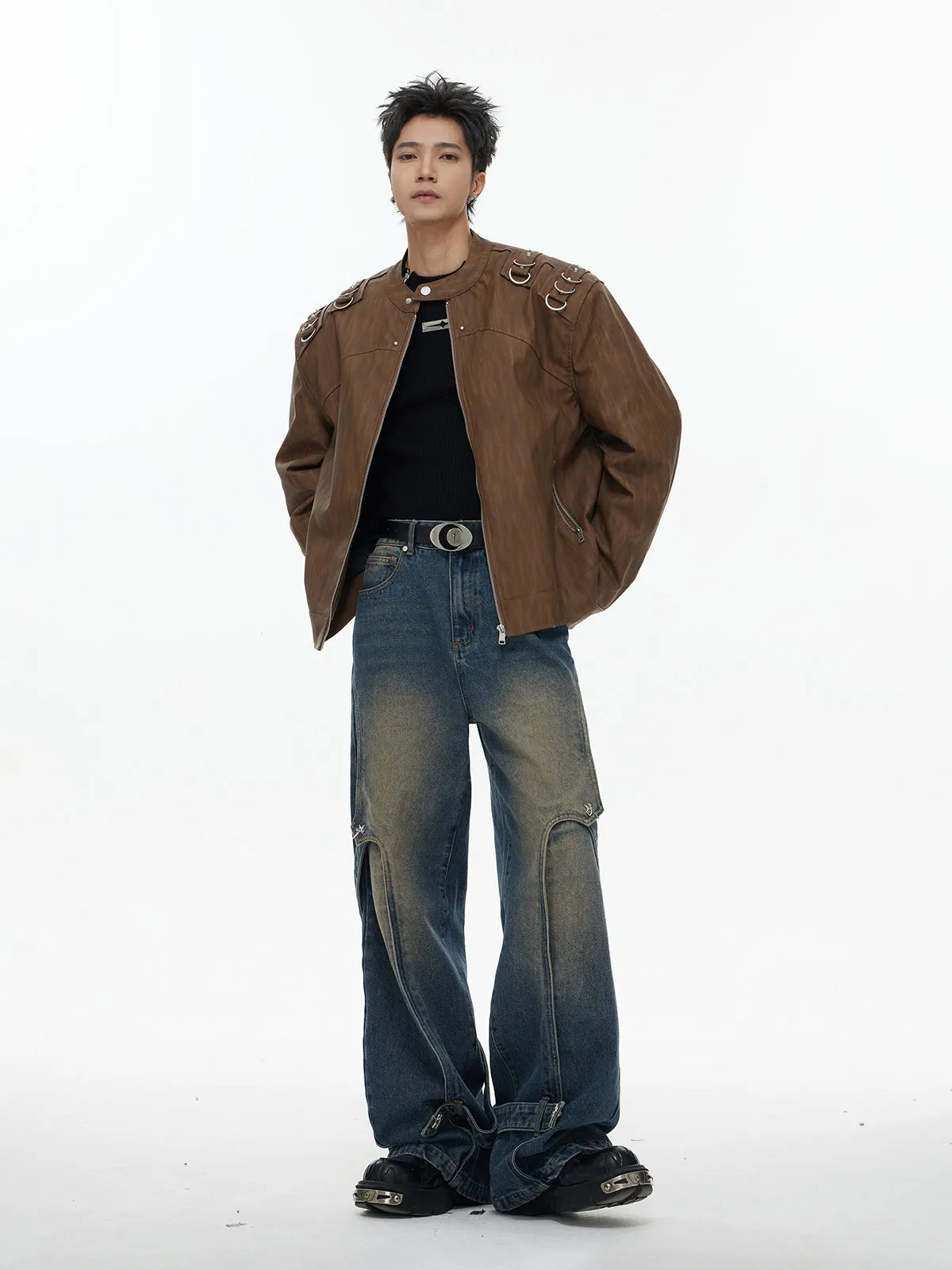 【24s April.】Distressed Washed Deconstructed Patchwork Jeans