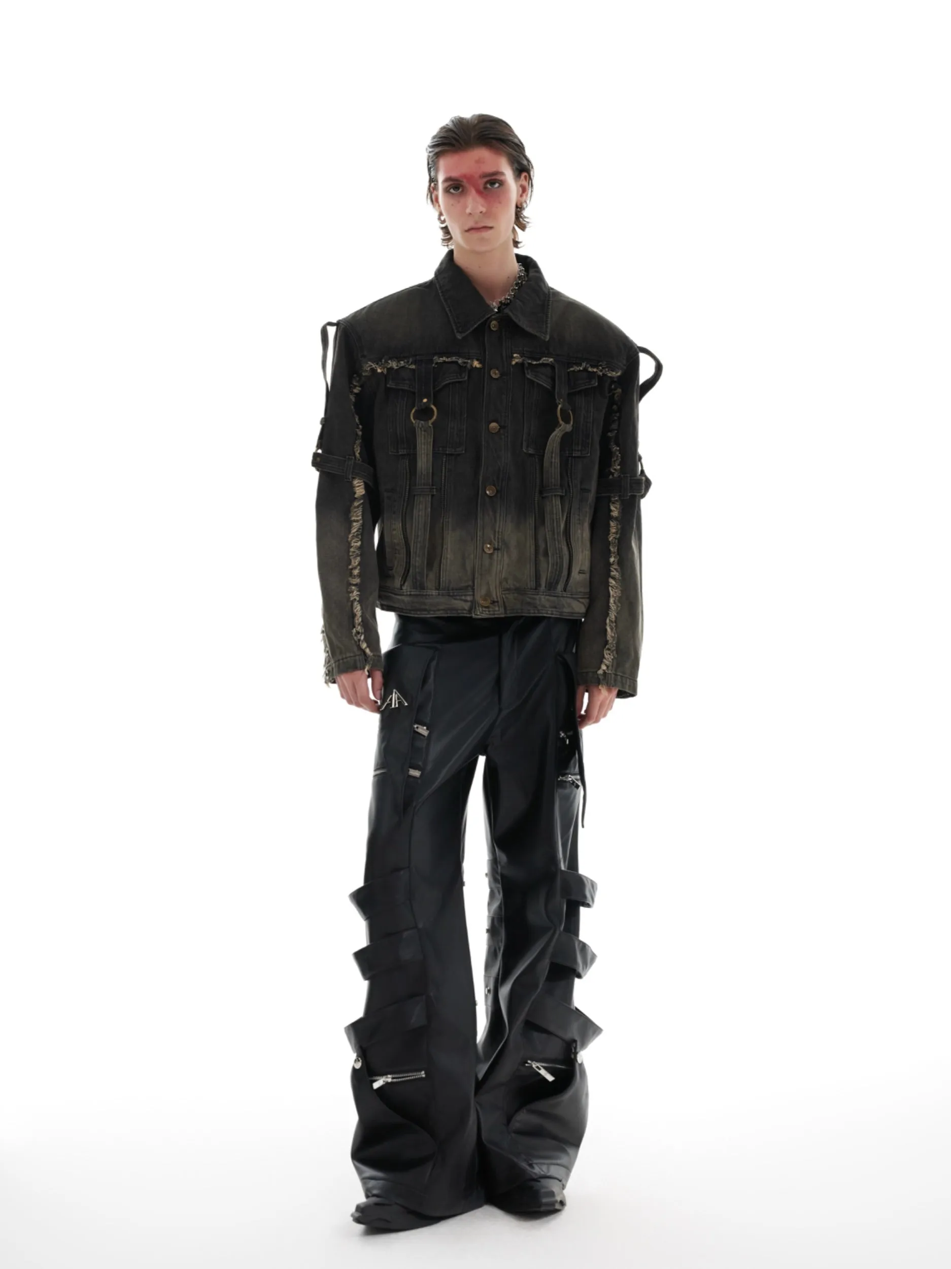 【24s Oct.】Distressed Raw Edge Deconstructed Web Denim Jacket