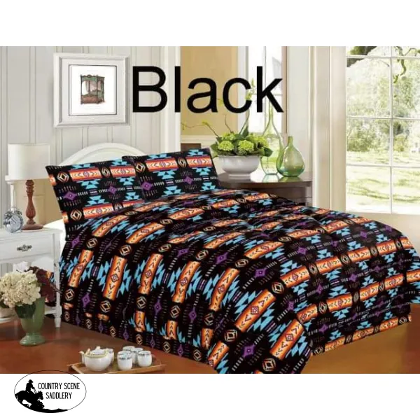 4 piece King Size Southwest Design Luxury Comforter Set.