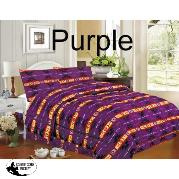 4 piece King Size Southwest Design Luxury Comforter Set.