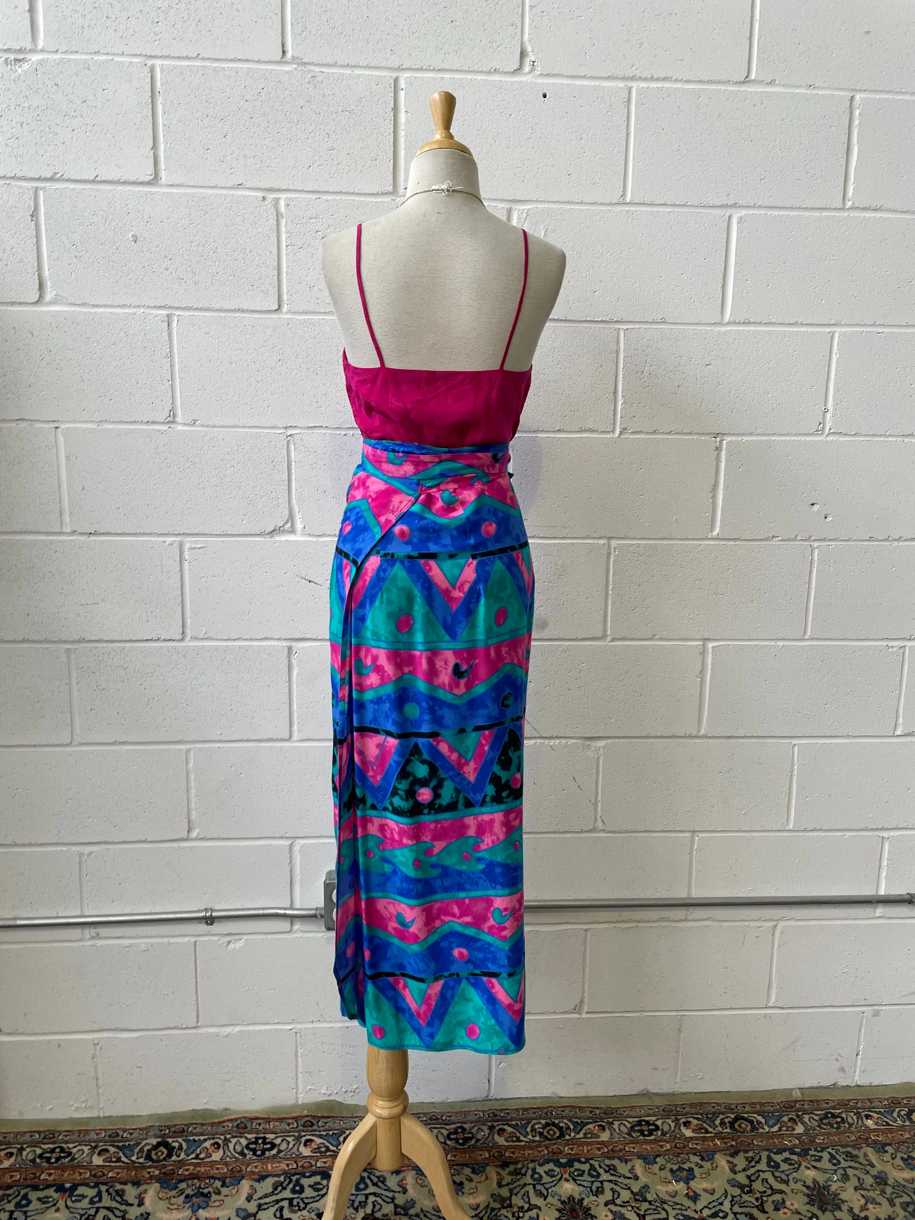 90s Abstract Print Wrap Skirt, Waist 30"