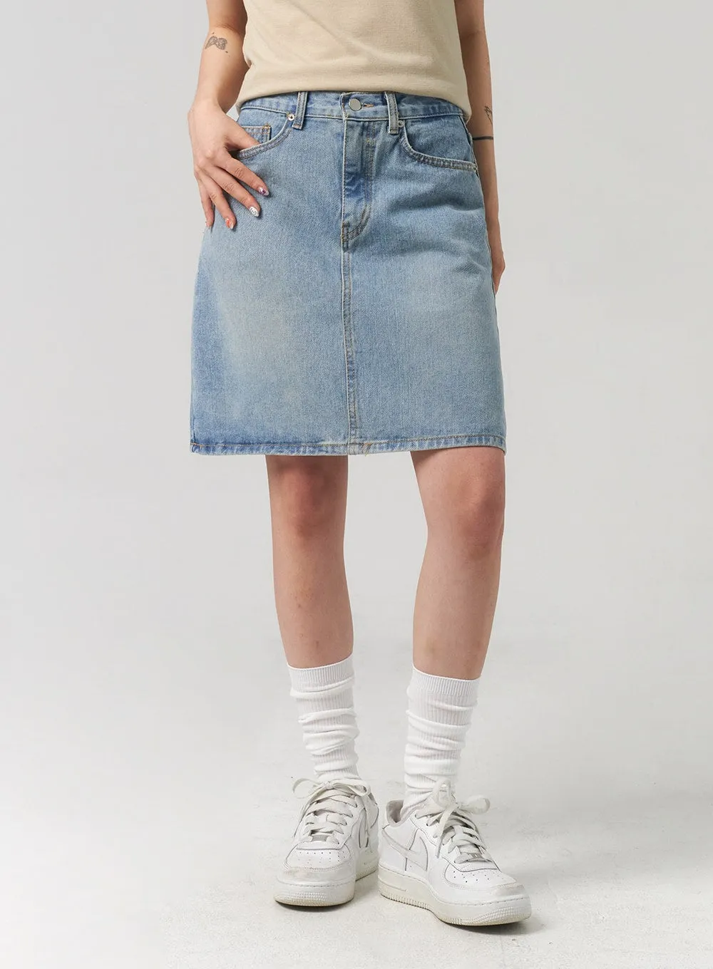 A-Line Denim Midi Skirt CL312