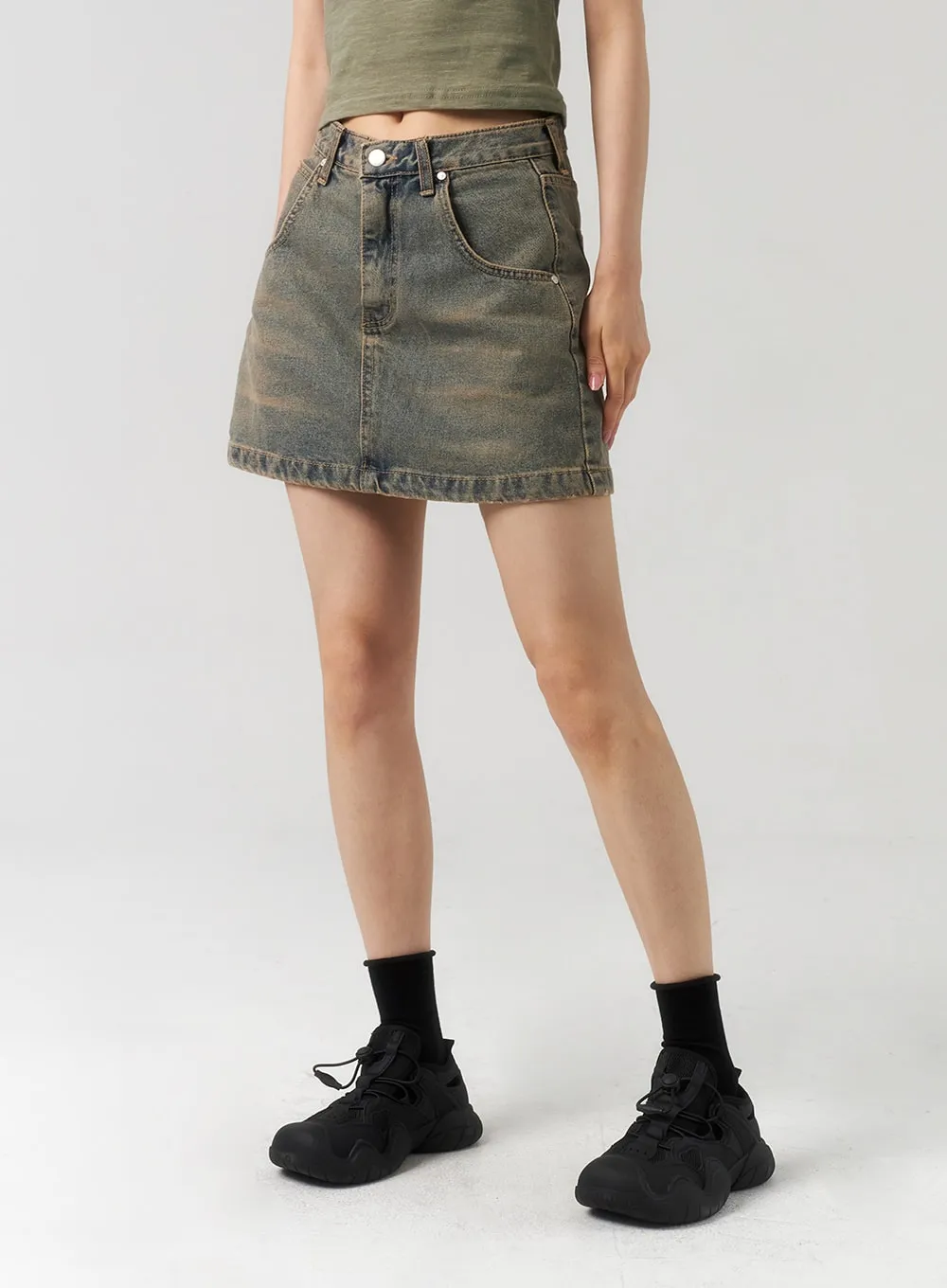 A-Line Denim Mini Skirt CU321