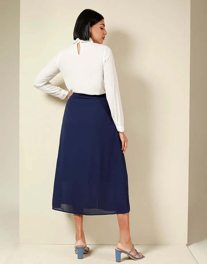 A-Line Midi Skirt with Side Zipper