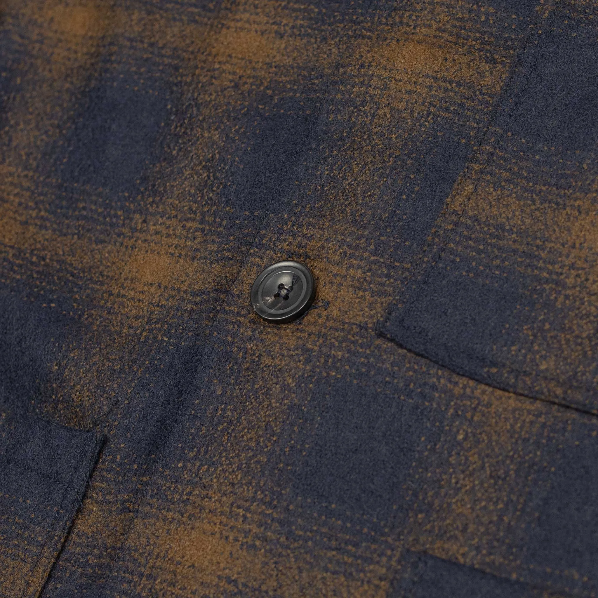 Aasti chore jacket in navy and copper shadow plaid wool