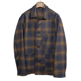 Aasti chore jacket in navy and copper shadow plaid wool