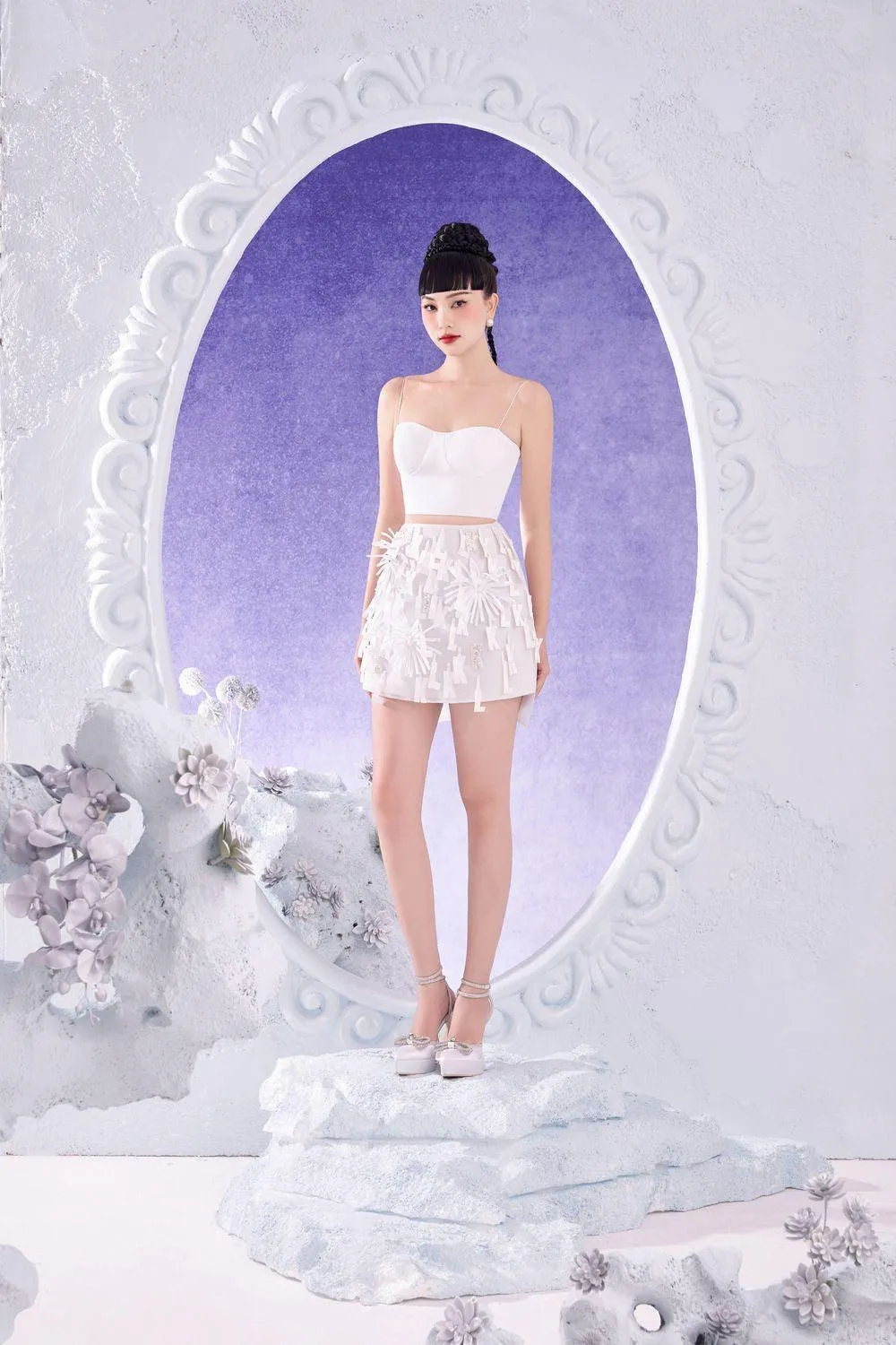 Asha A-line Asymmetric Organza Mini Skirt