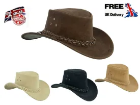 Australian Western style Cowboy Hat Real Leather with Chin Strap