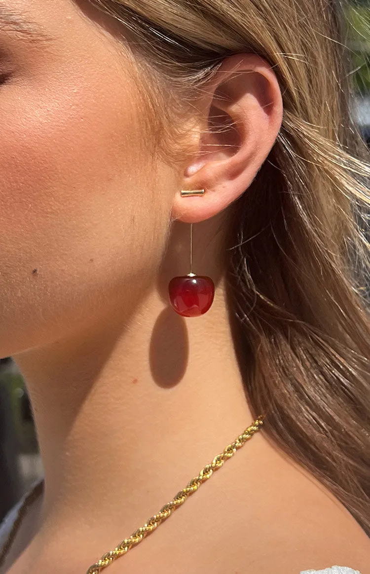 Azure Red Cherry Earrings