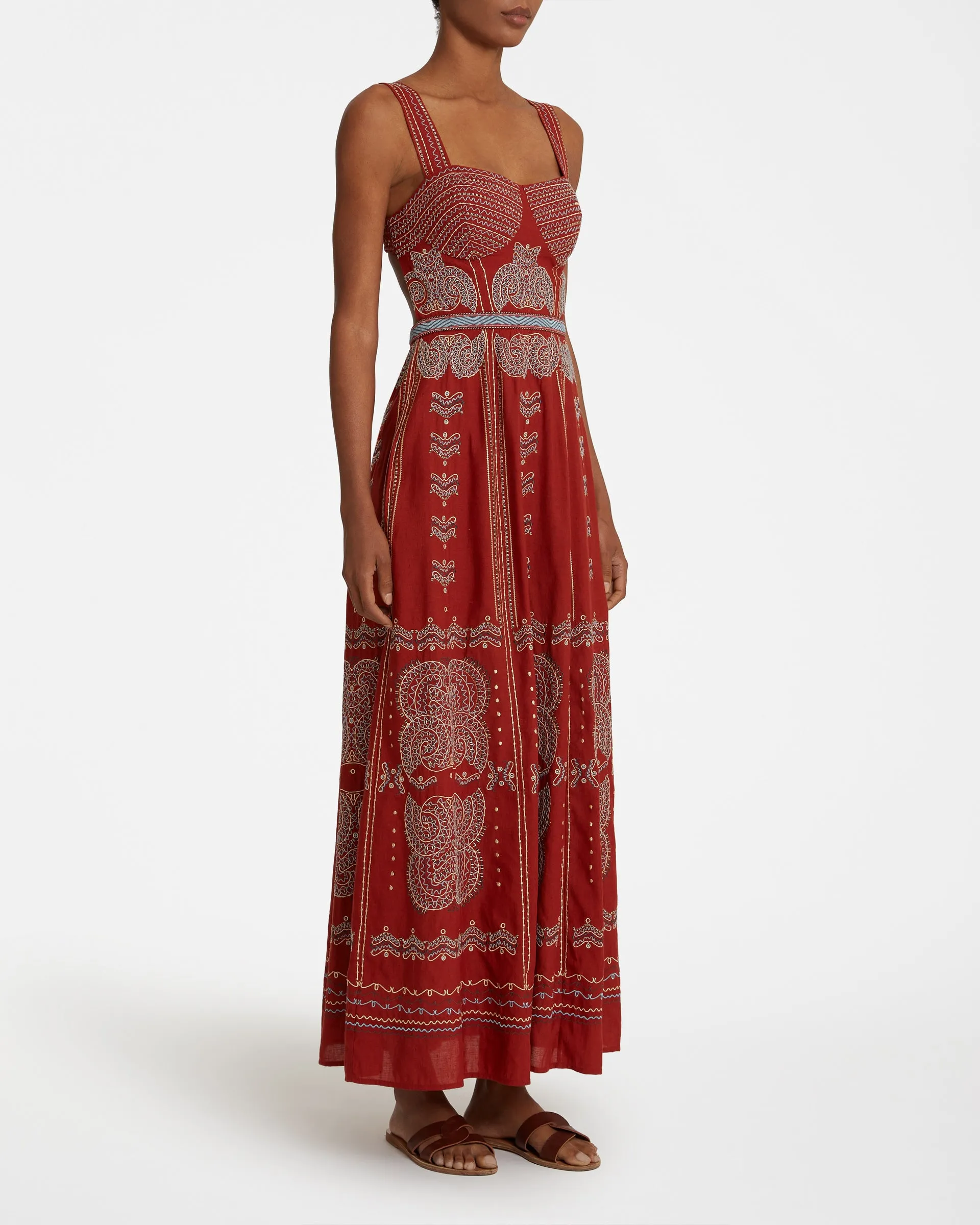 Azzurra Dress with Karabuk Embroidery