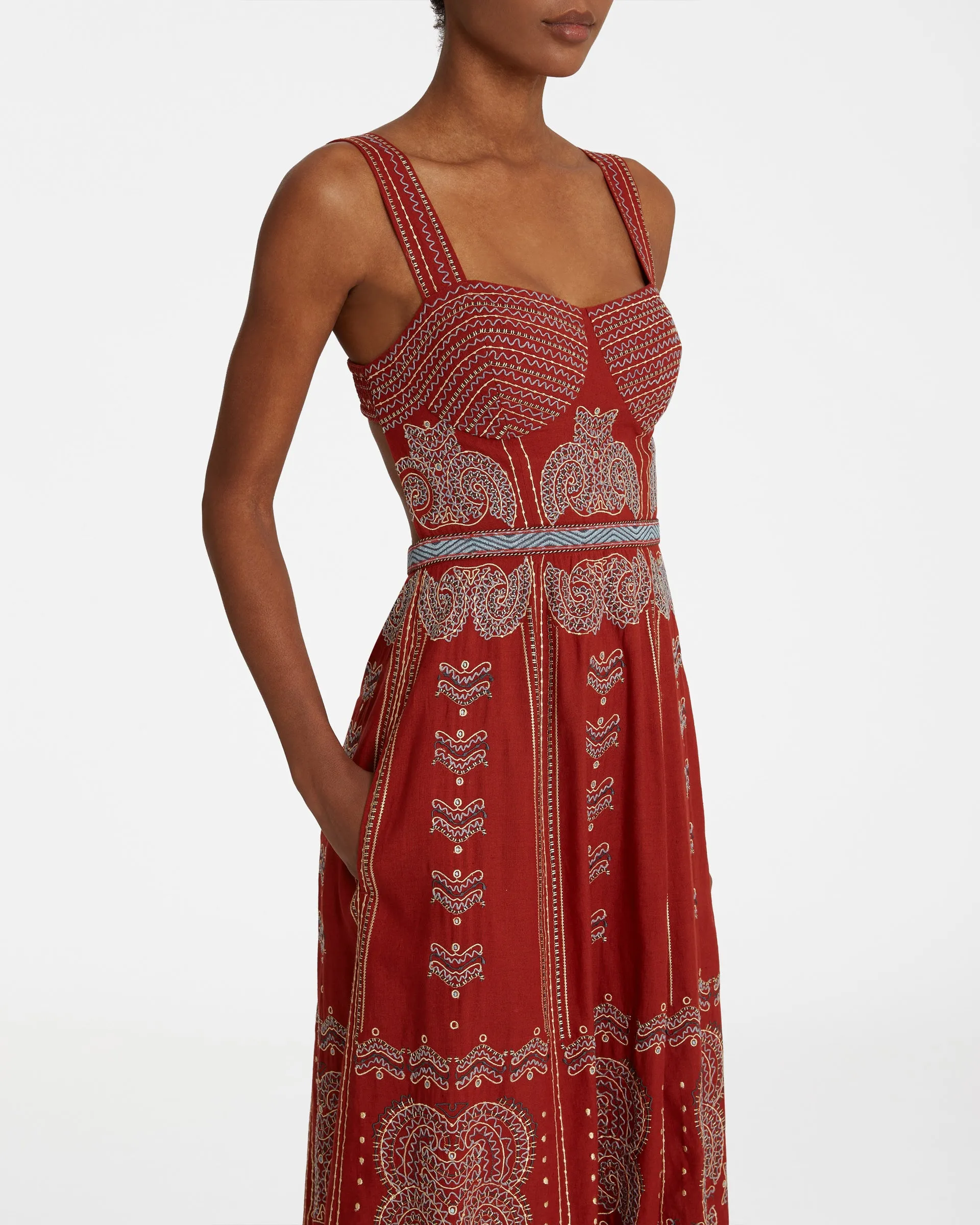 Azzurra Dress with Karabuk Embroidery