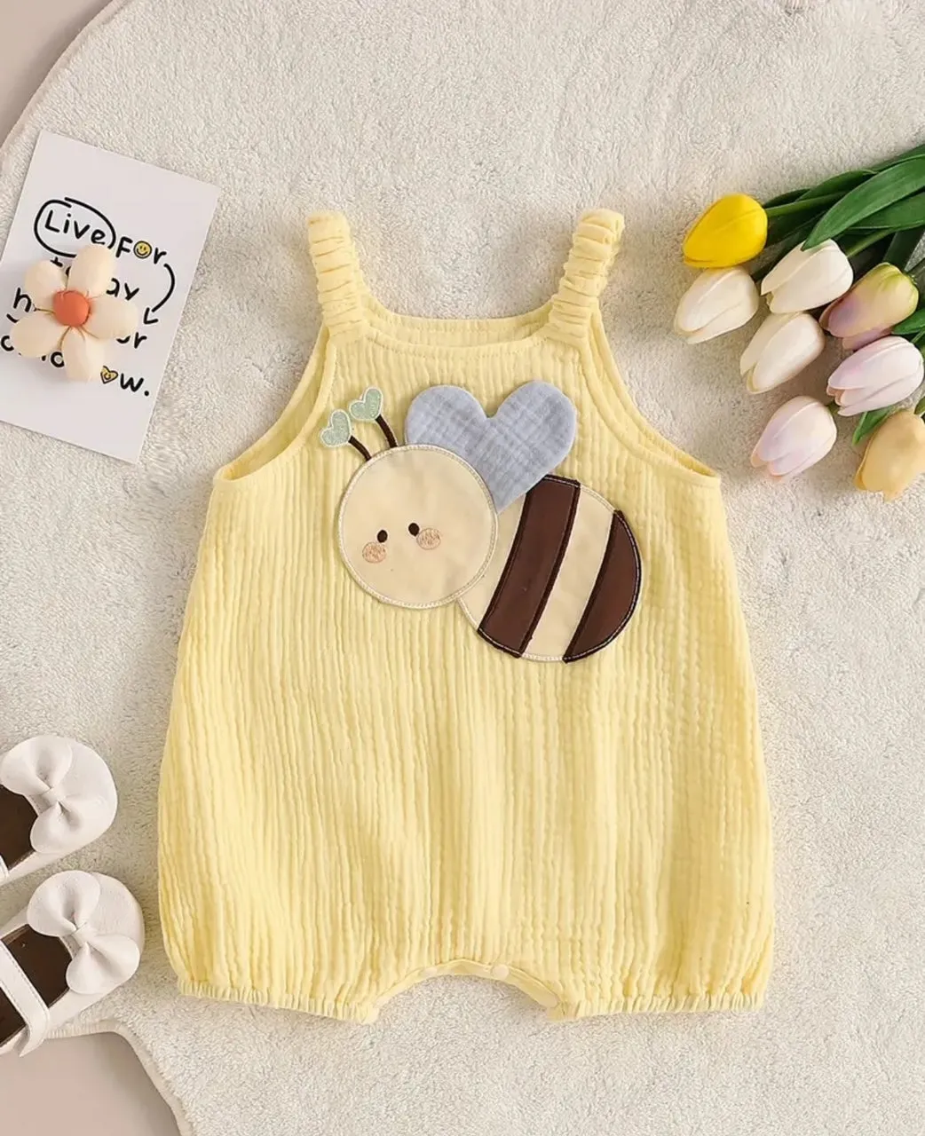 Bee-Cute Cotton Gauze Infant Romper