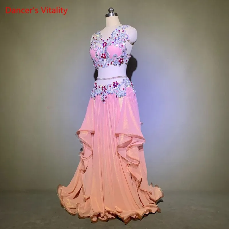 Belly Dance Suit Diamond-Studded Bra Big Swing Skirt Performance Set Profession Custom Adult Child High-end Competition Clothing