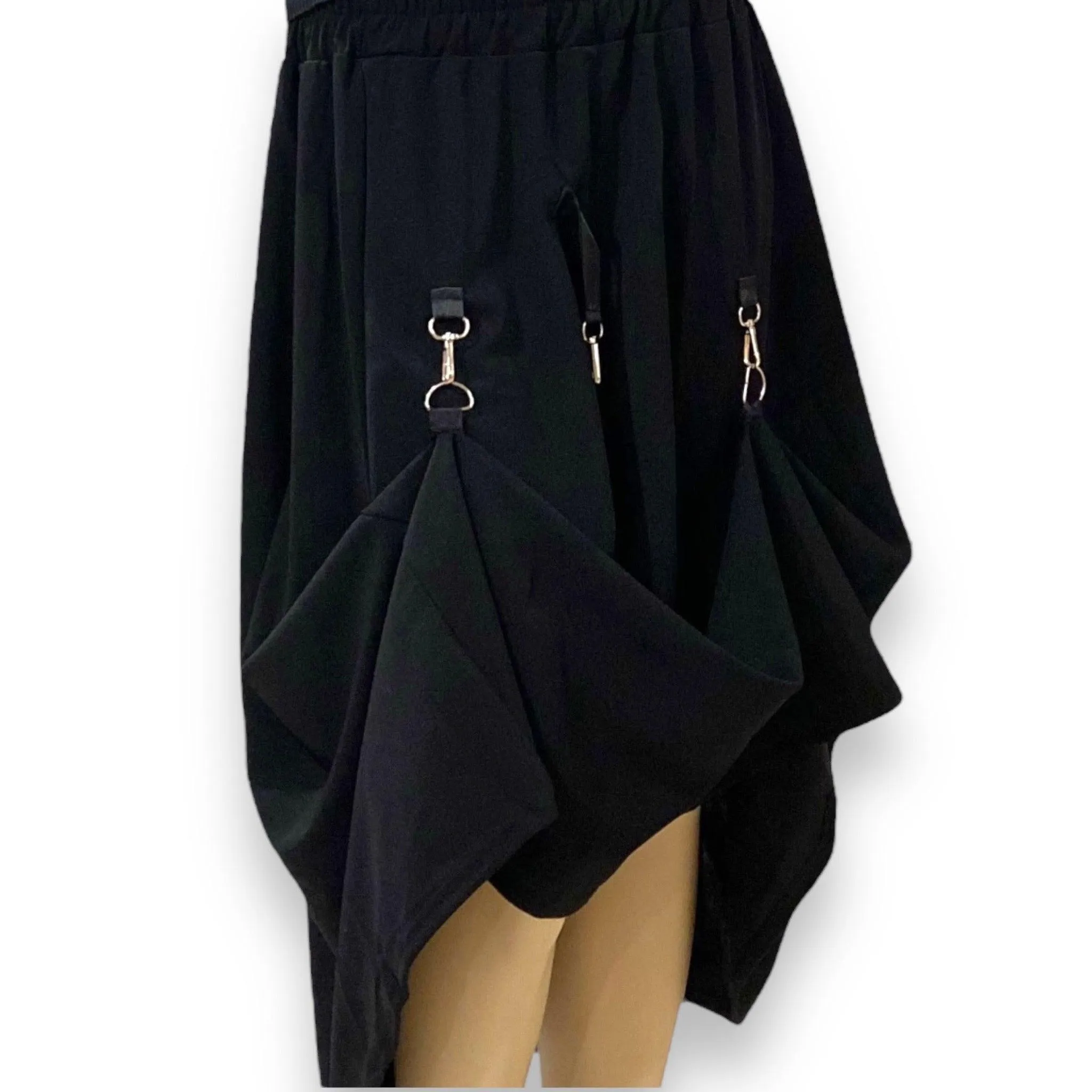 Black A-line Midi Skirt