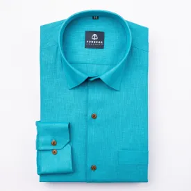 Blue Color Linen Formal Shirts For Men