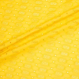 Canary Yellow Geometric Embroidered Cotton