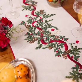 Candle Garland Linen Table Runner - Natural