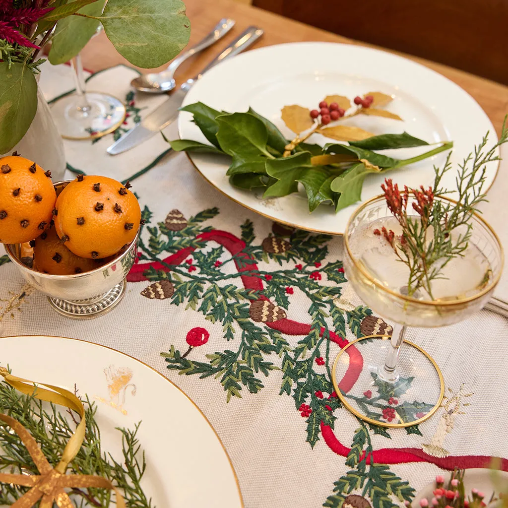 Candle Garland Linen Table Runner - Natural