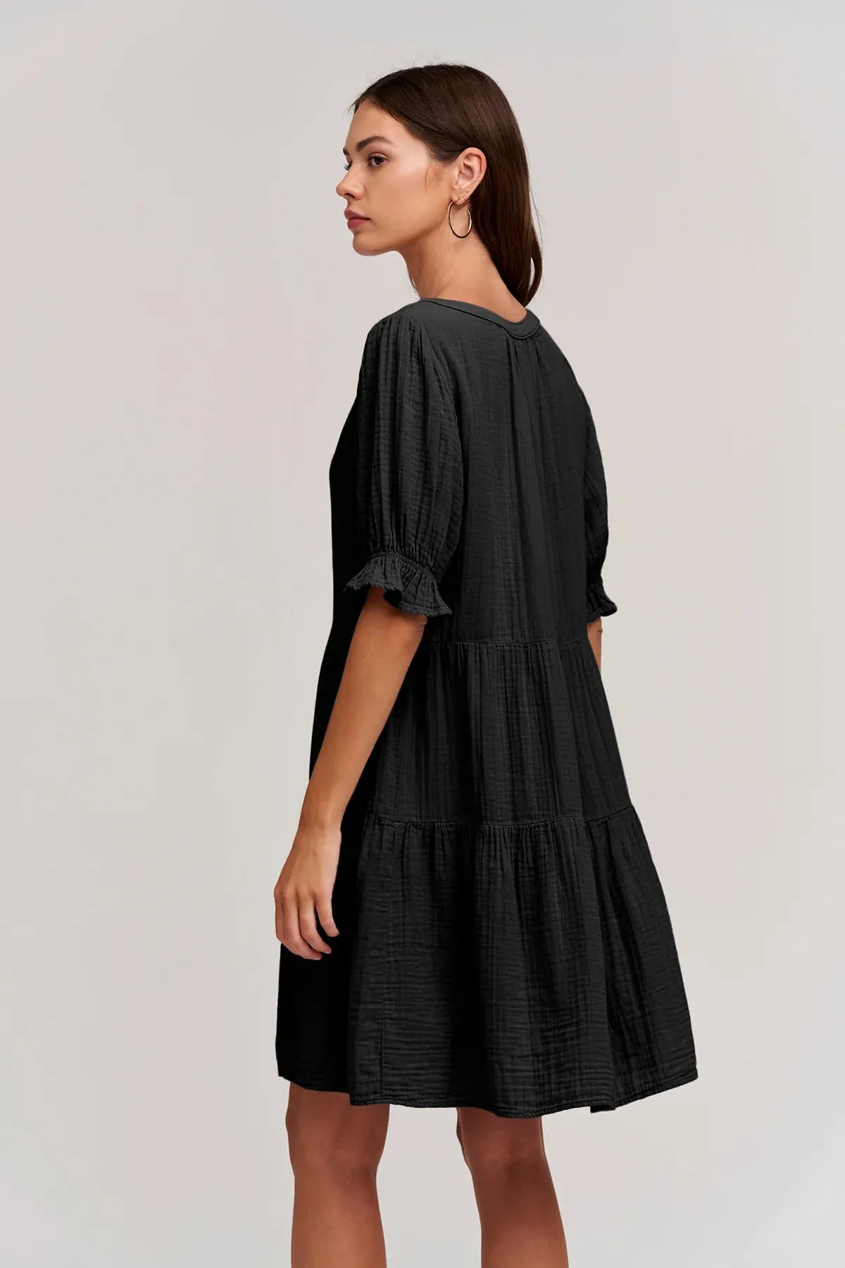 CLARISSA 3/4 Sleeve Dress in Black