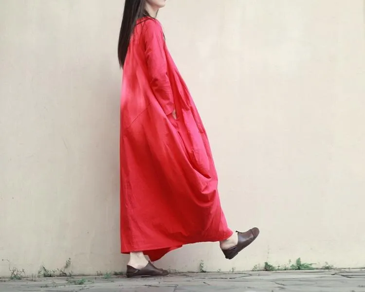 Cotton and Linen Oversized Maxi Dress