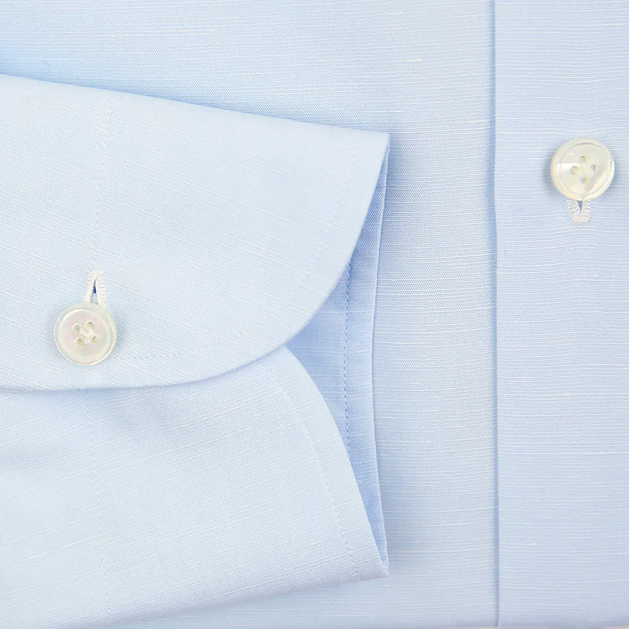 Cotton / Linen Semi Spread Shirt - Sky Blue