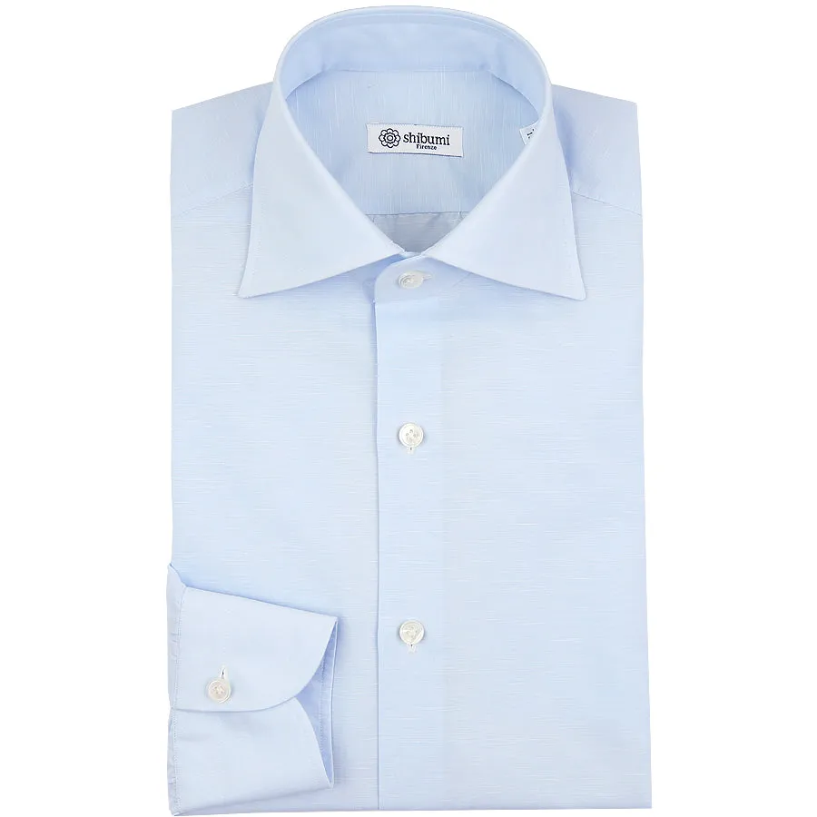 Cotton / Linen Semi Spread Shirt - Sky Blue