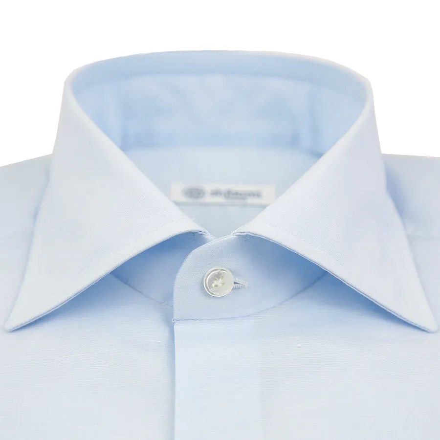 Cotton / Linen Semi Spread Shirt - Sky Blue