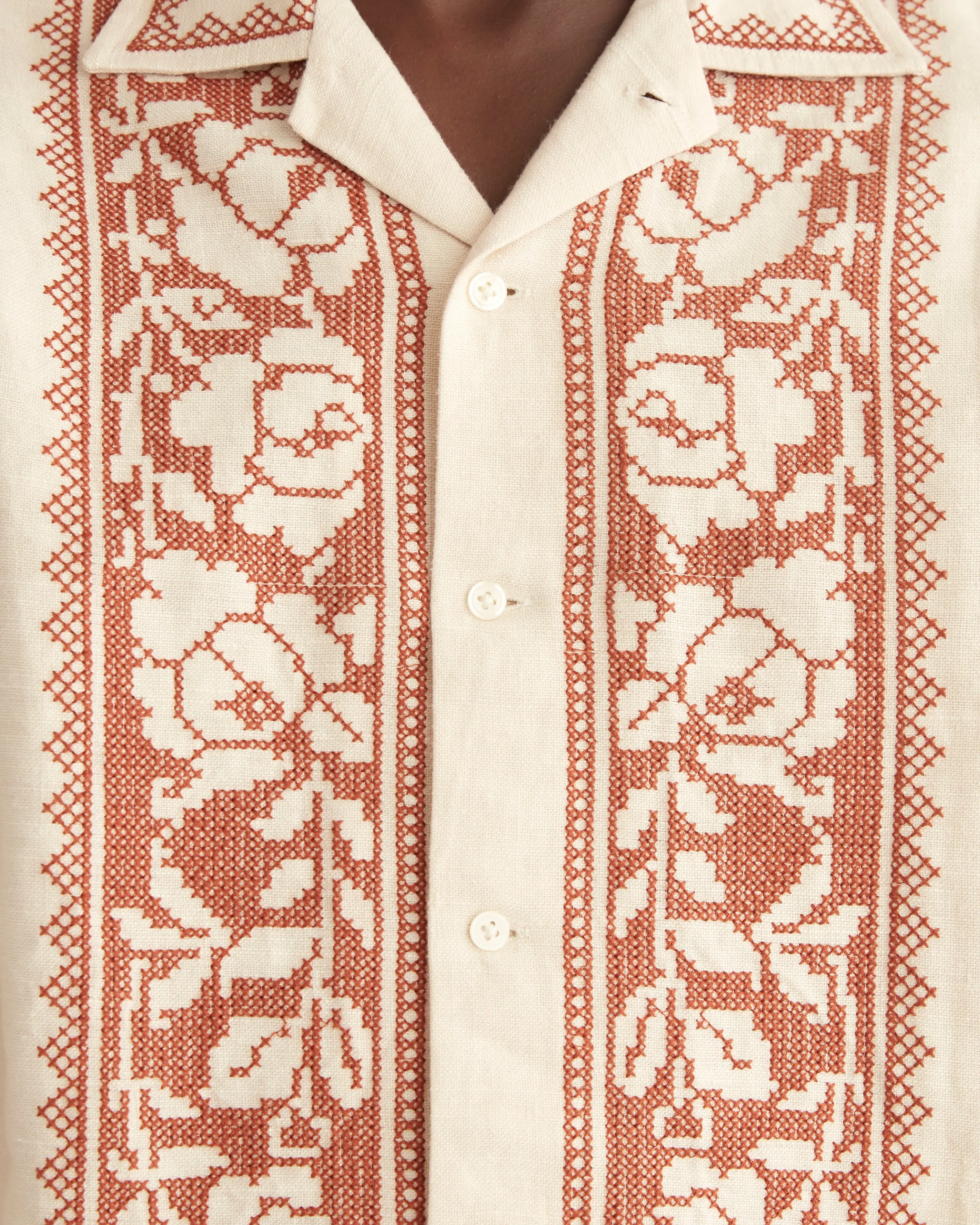 Cross-Stitched Rose Garland Long Sleeve Shirt