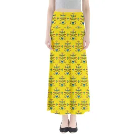 Dakota Damask Yellow Full Length Maxi Skirt