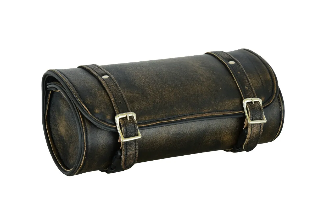 Distress Brown Naked Leather Motorcycle Tool Bag 12-inches