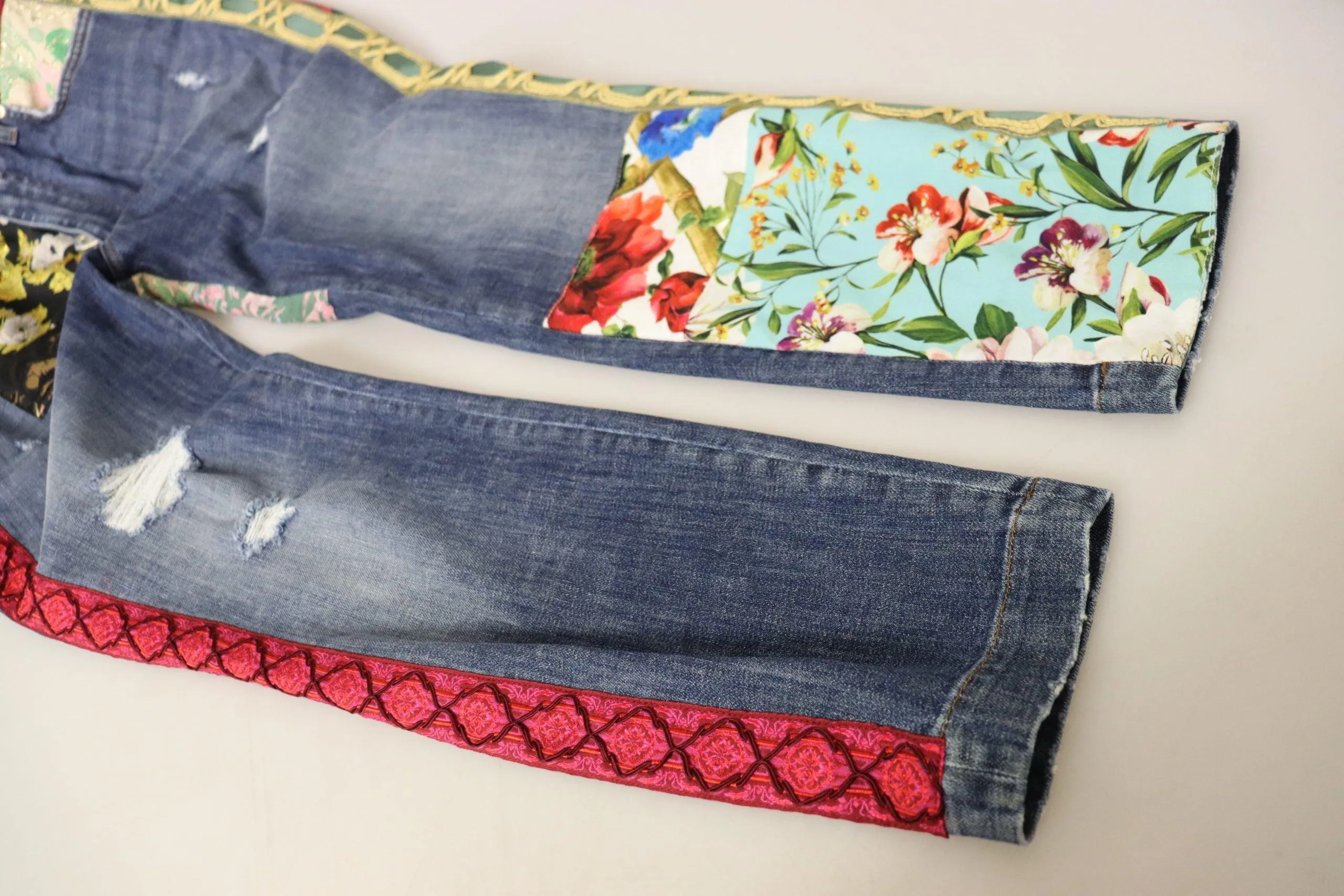 Dolce & Gabbana Blue Patchwork High Waist Denim Jeans