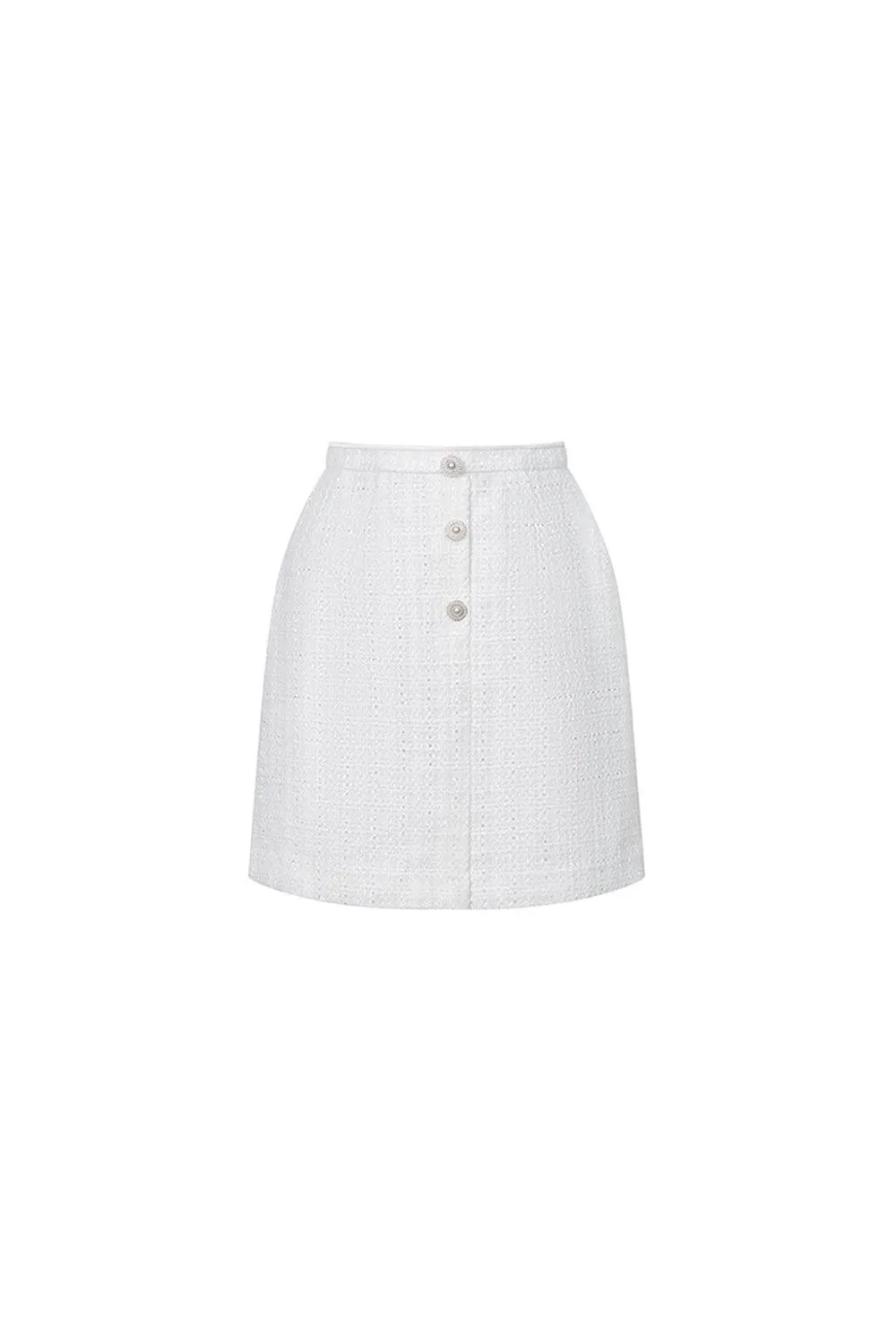 Dorothy A-line Button Tweed Mini Skirt