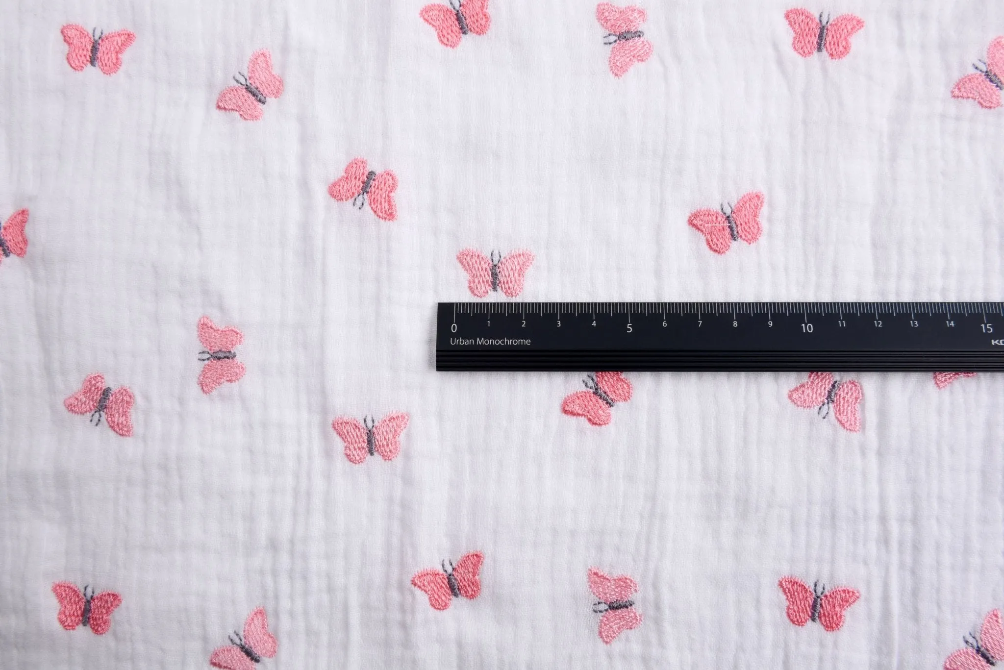 Double layered gauze muslin fabric with embroidery