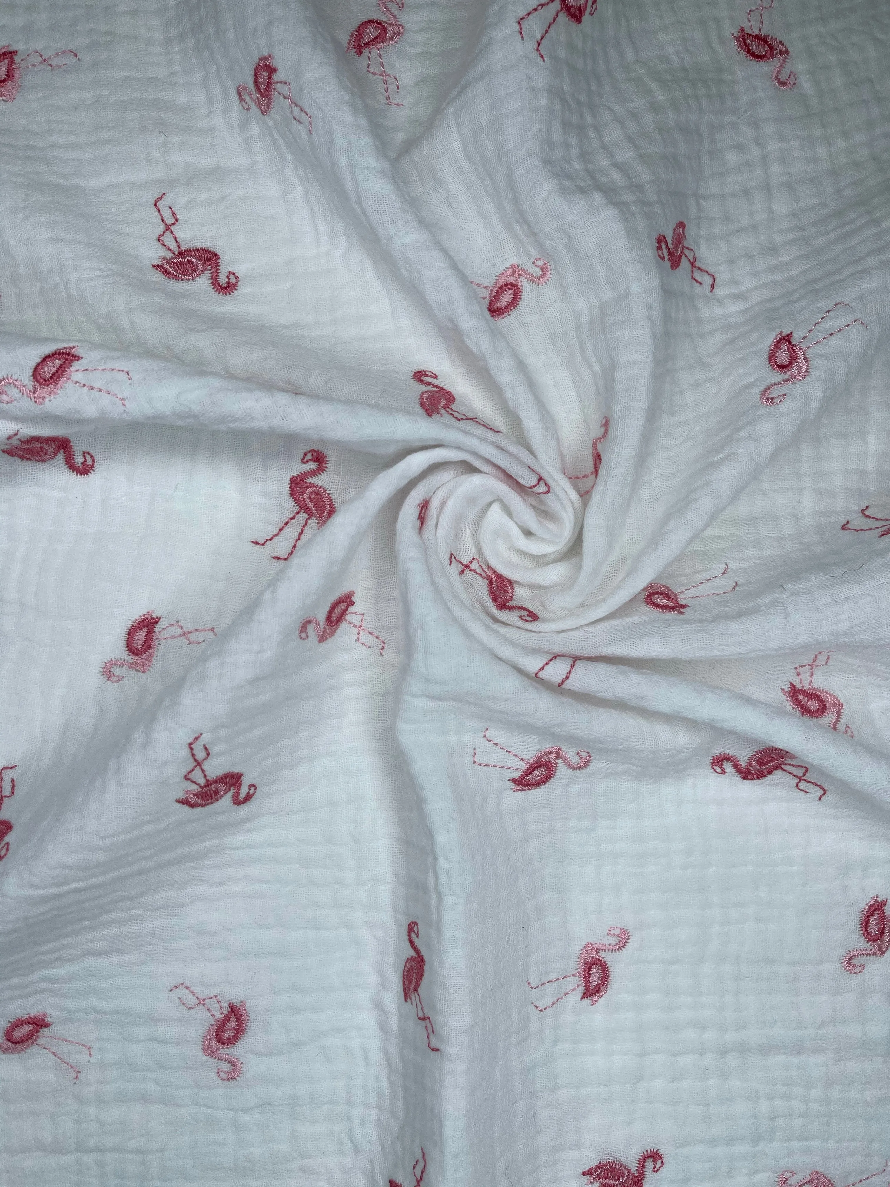 Double layered gauze muslin fabric with embroidery