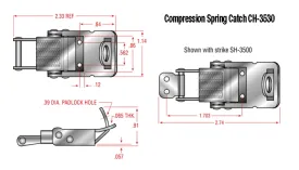 Draw latch, SS, Padlockable