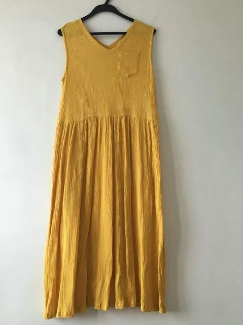 Empire Cotton and Linen Maxi Dress