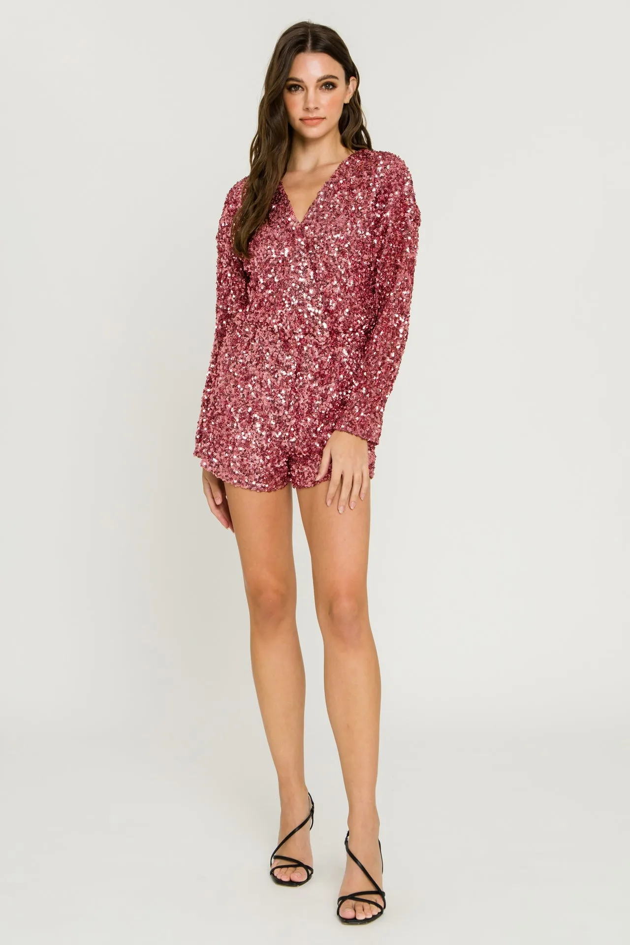 Endless Rose - Sequin Wrap Romper