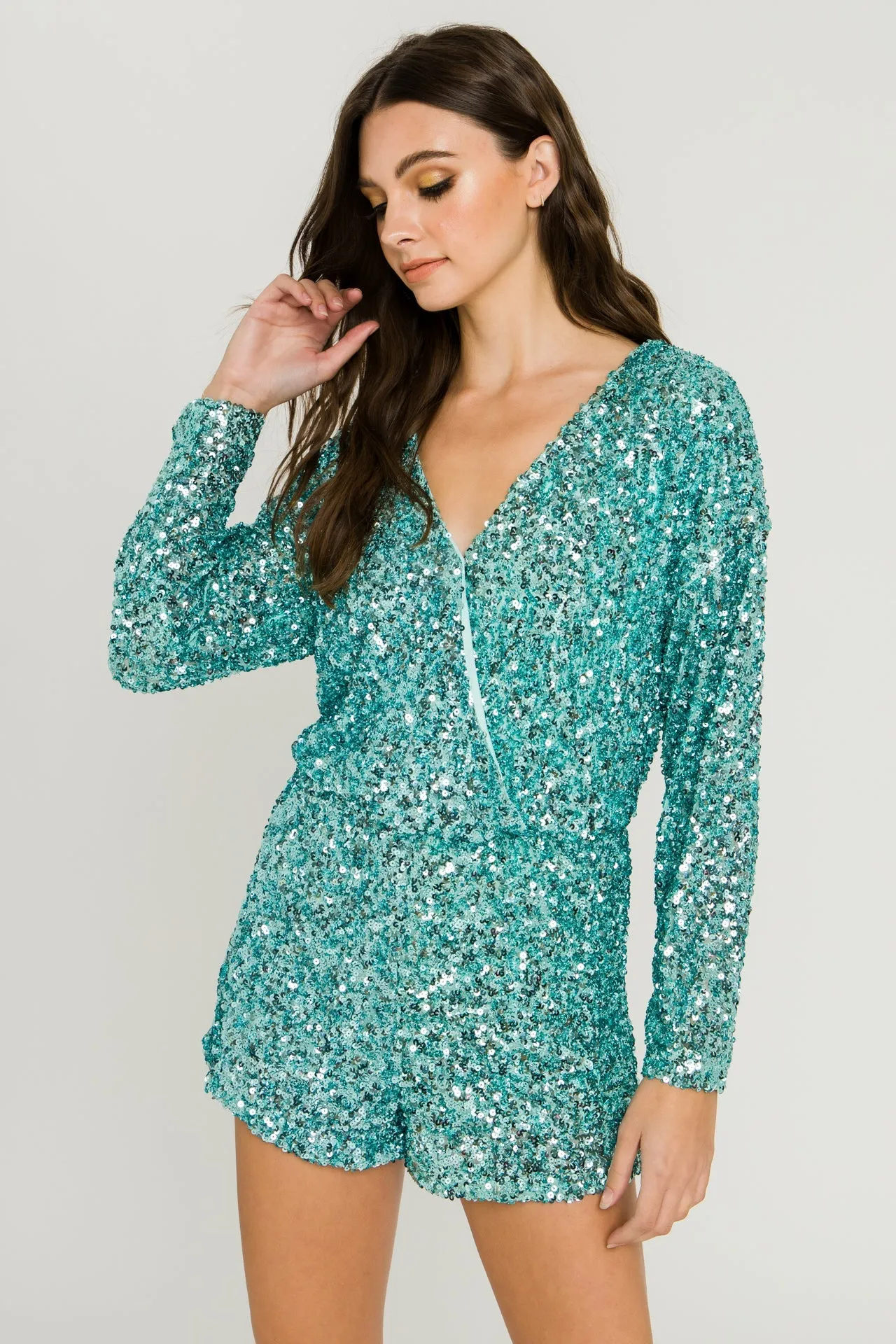 Endless Rose - Sequin Wrap Romper