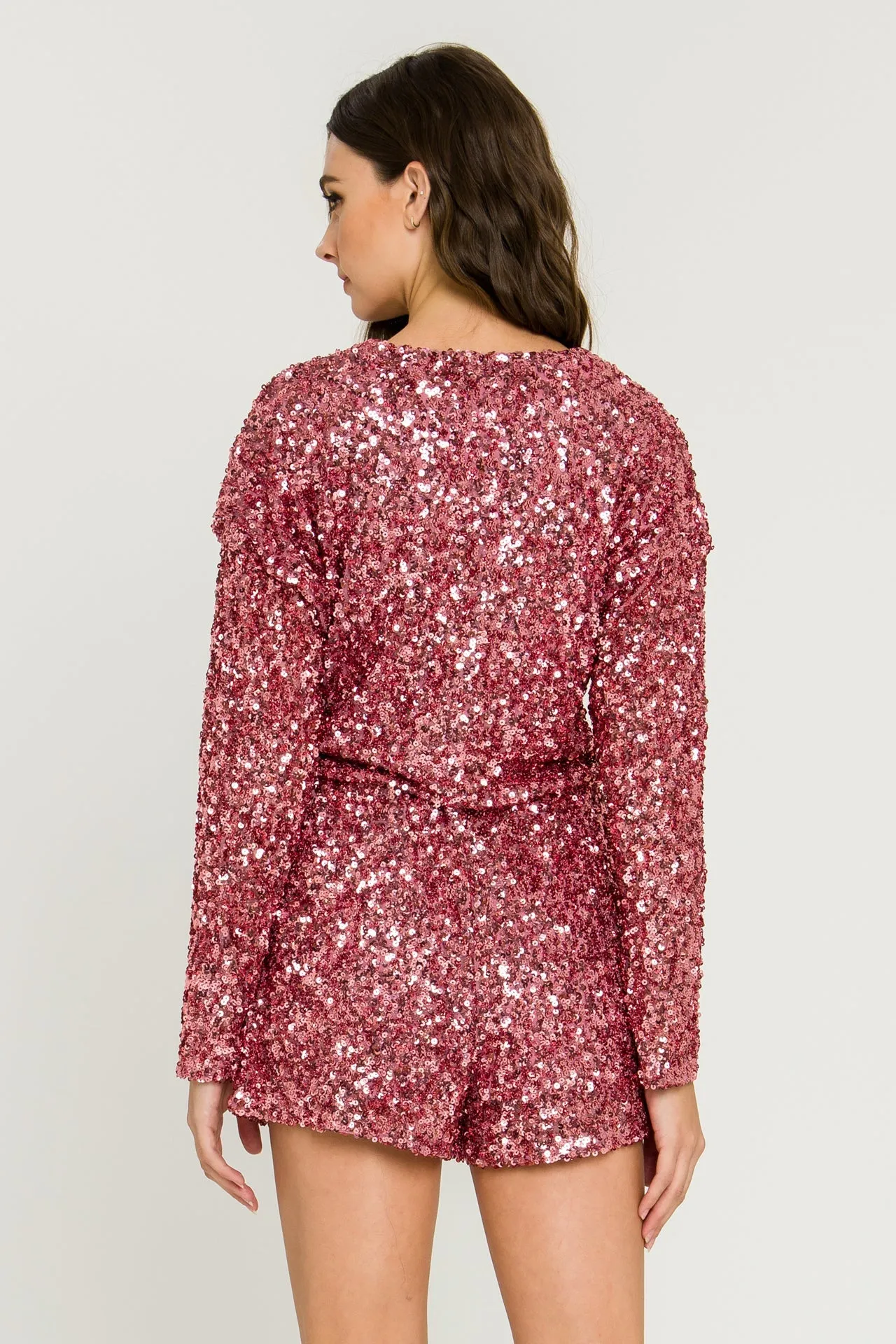 Endless Rose - Sequin Wrap Romper