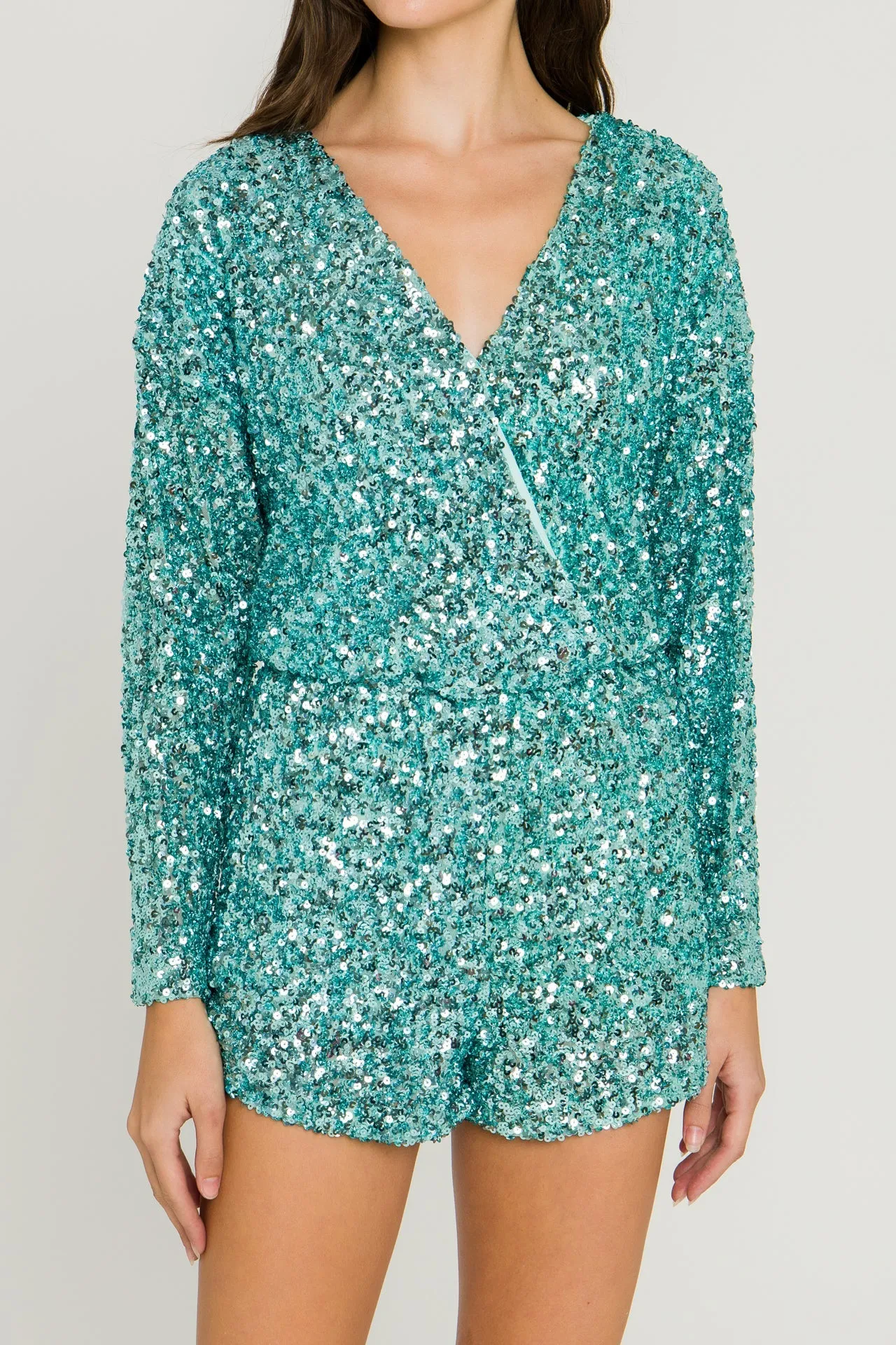 Endless Rose - Sequin Wrap Romper