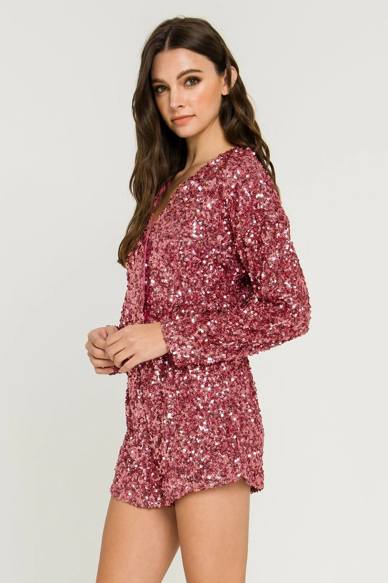 Endless Rose - Sequin Wrap Romper