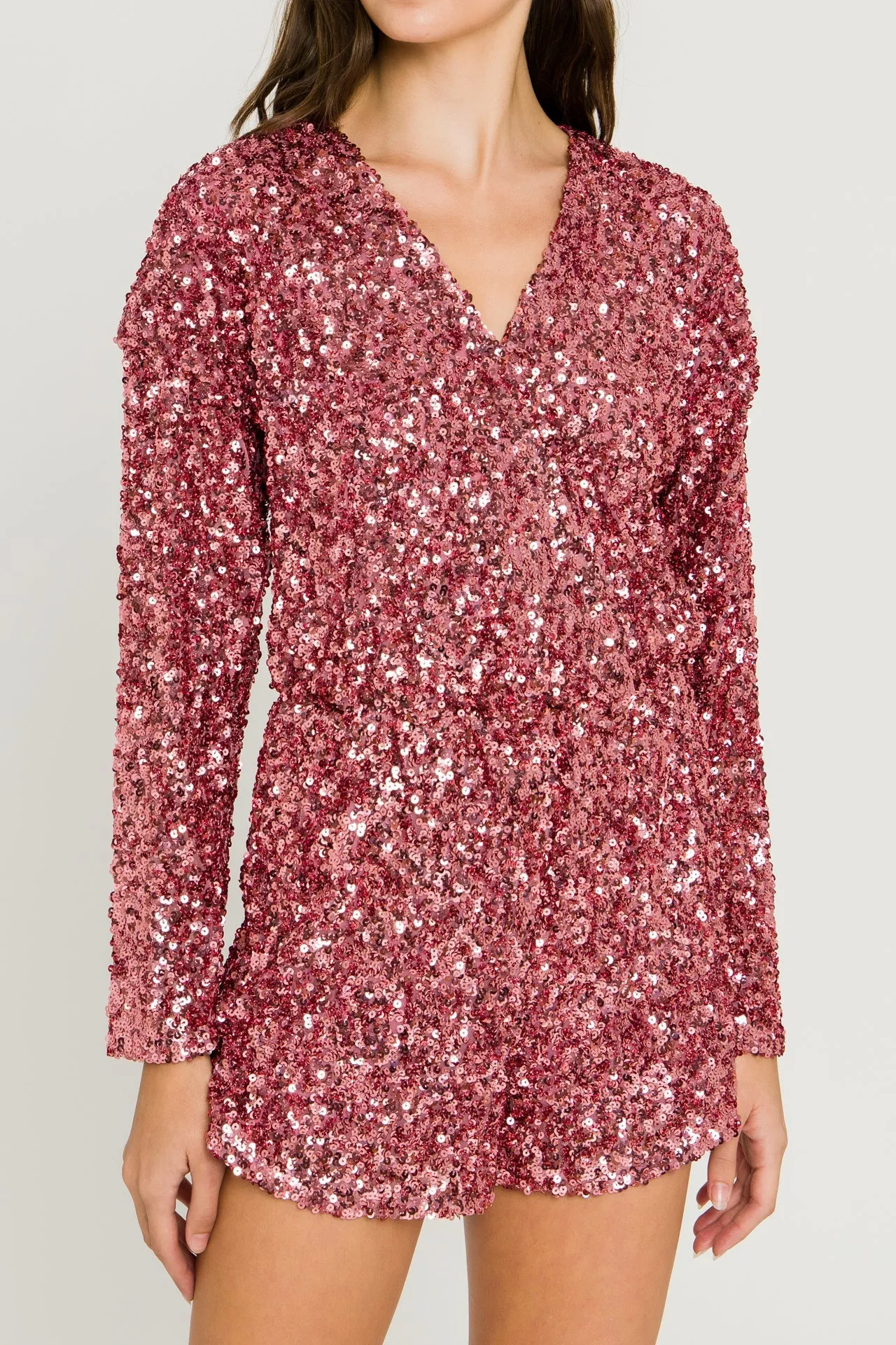 Endless Rose - Sequin Wrap Romper