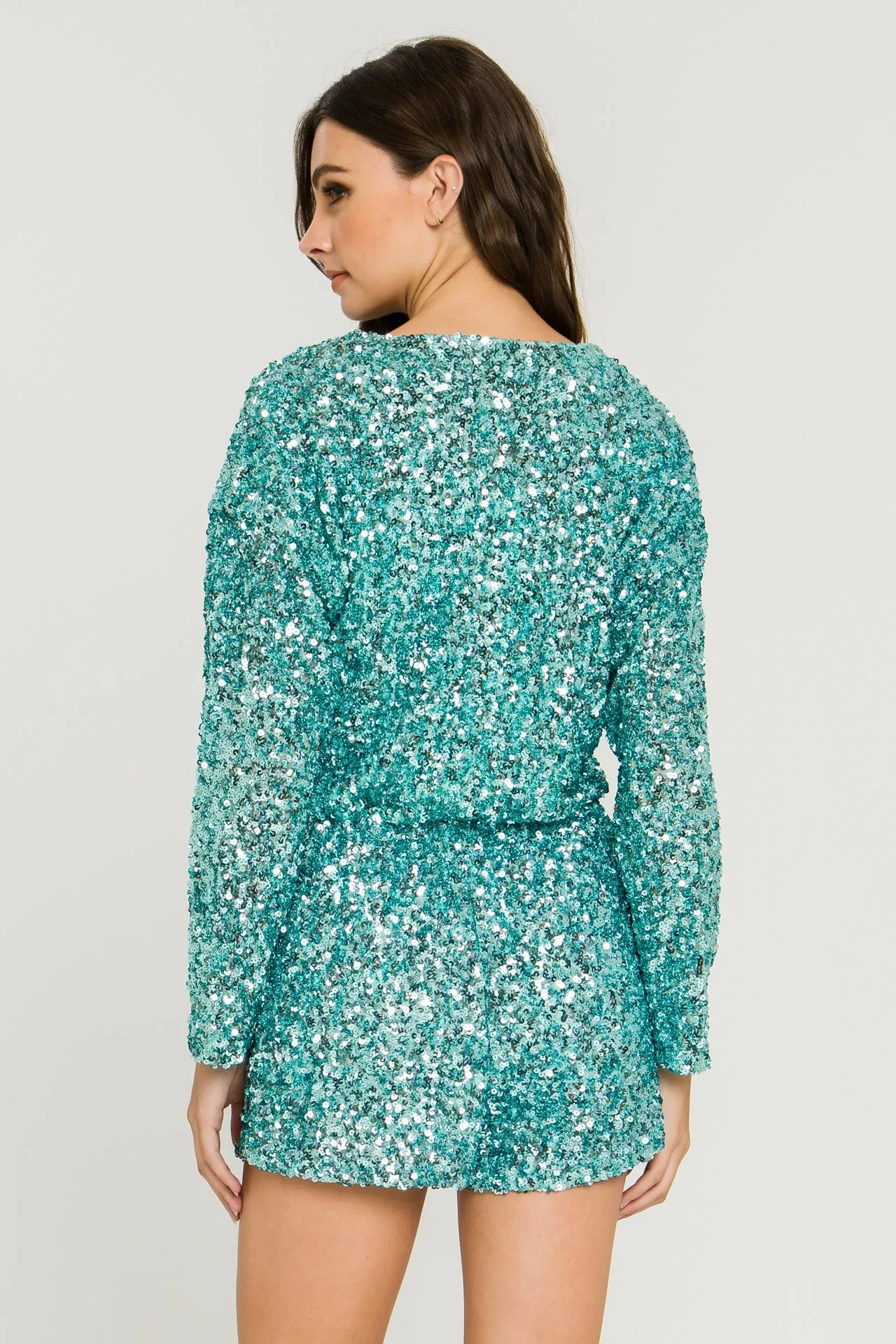 Endless Rose - Sequin Wrap Romper