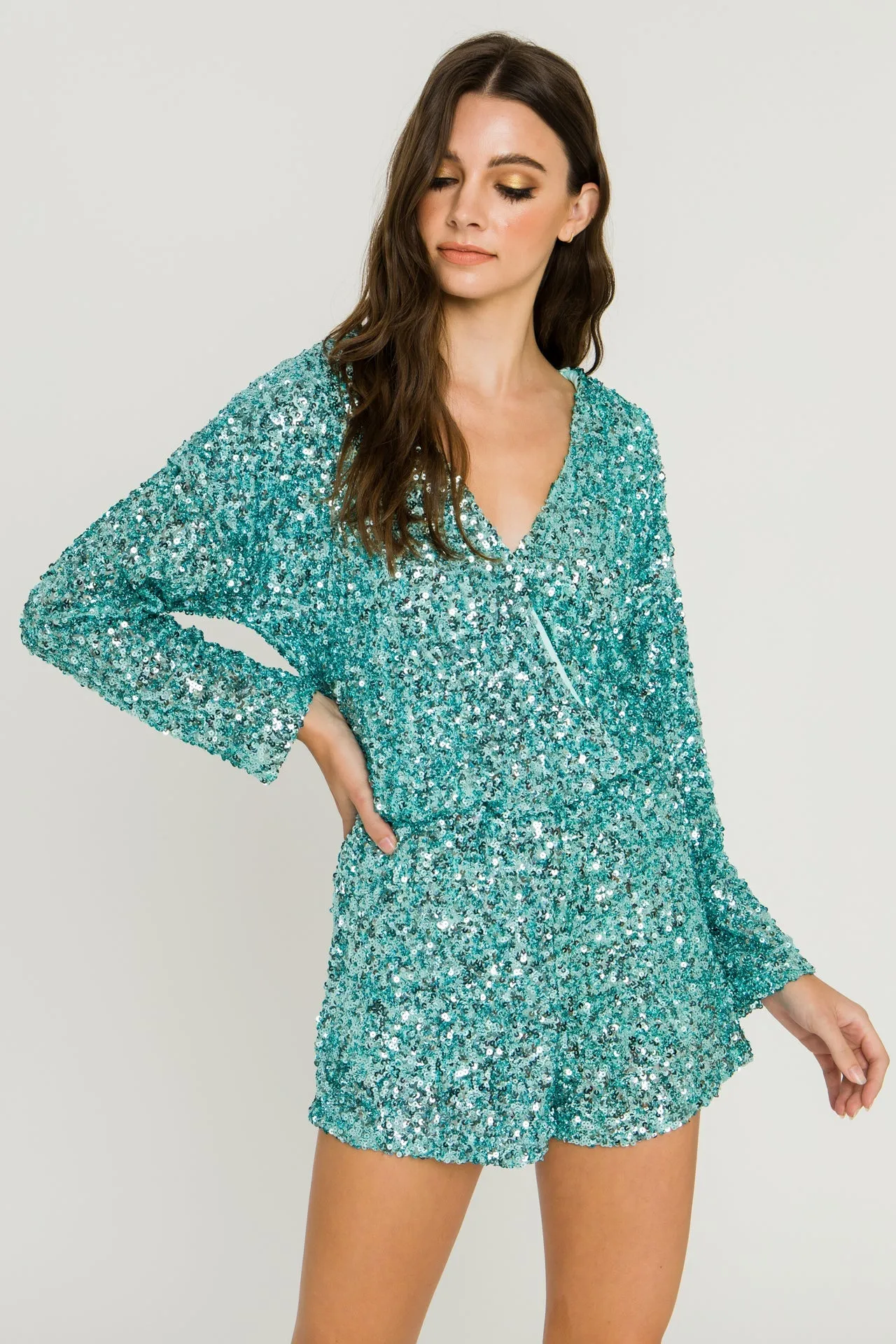 Endless Rose - Sequin Wrap Romper