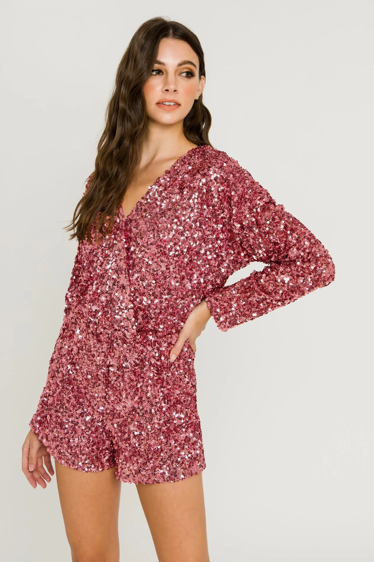 Endless Rose - Sequin Wrap Romper