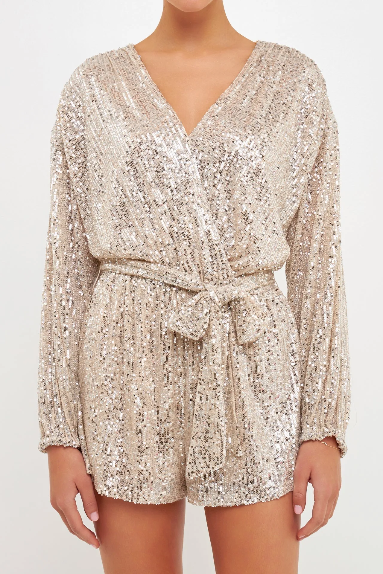 Endless Rose - Wrap Belted Sequins Romper