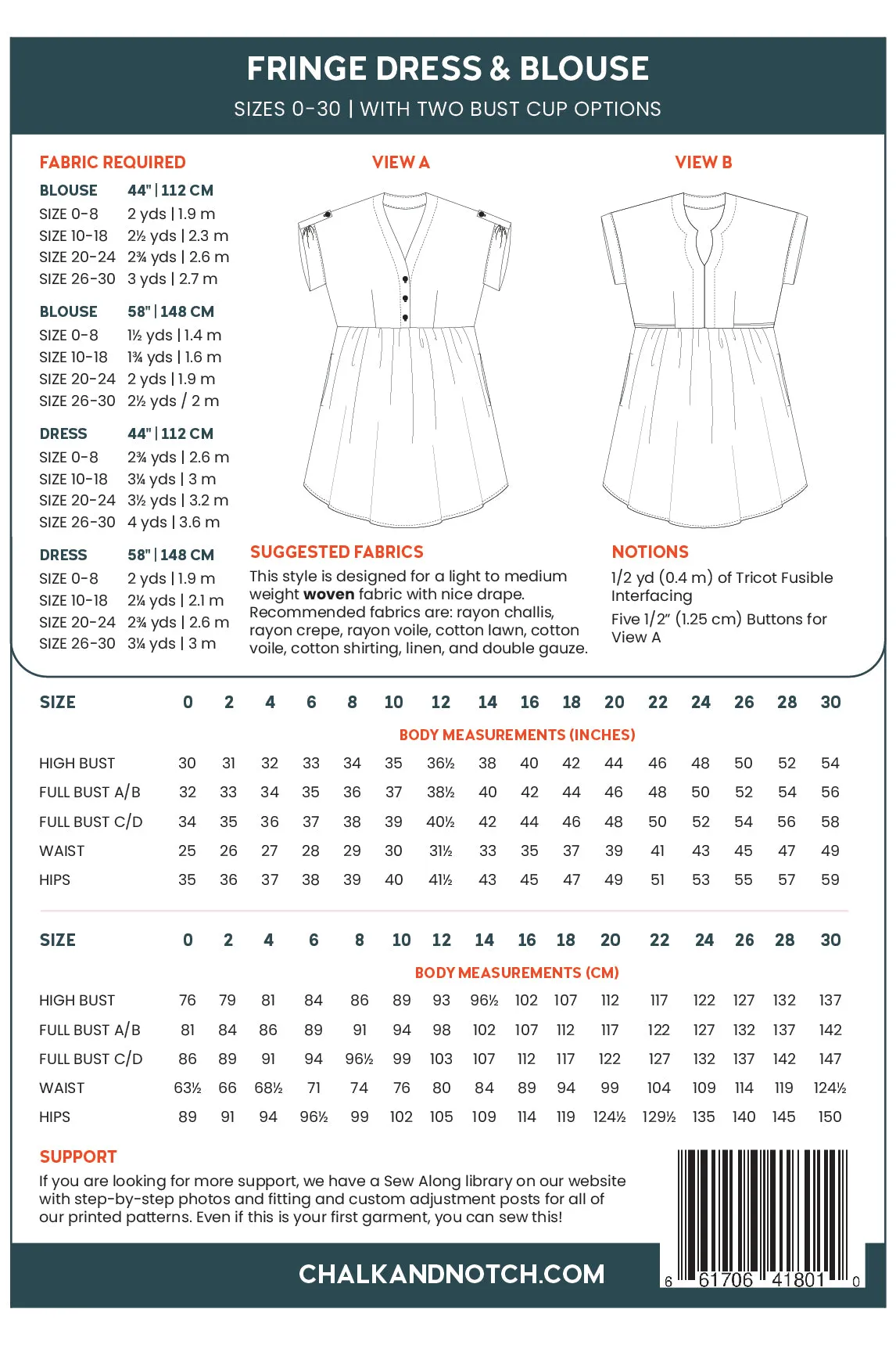 Fringe Dress and Blouse  - Sewing Pattern | Chalk and Notch Patterns